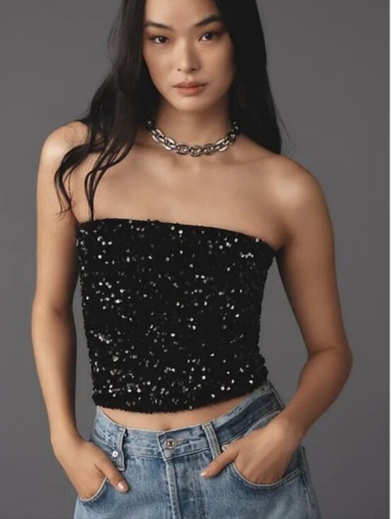 Anthropologie Tops - ANTHROPOLOGIE By Anthropologie Sequin Tube Top Sz XL NWT MSRP $68